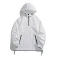 thumbnail image 3 of IYTR Men's Solid Color Long Sleeve Hooded Half Zipper Pockets Pullover Windbreaker Jacket with Drawstring Hem White XXXXL, 3 of 4