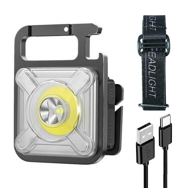Linterna frontal LED abridor de botellas COB SMD Mini llavero lámpara para acampar al aire libre senderismo 6 uds