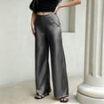 thumbnail image 6 of Dwellite Pants for Women Satin Wide Leg Dress Pants Waistband Casual Long Flowy Loose Trousers 2026 Gray L, 6 of 6