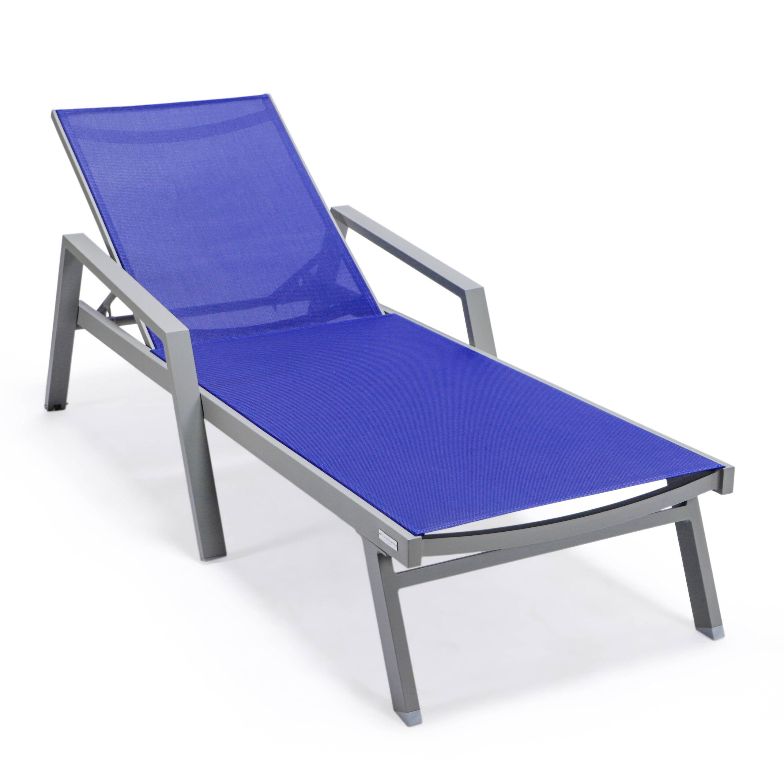 LeisureMod Marlin Patio Chaise Lounge Chair with Armrests Poolside Outdoor Chaise Lounge Chair