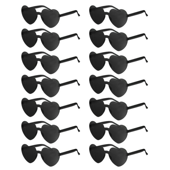 14 Pcs Heart Shaped Sunglasses for Beach Party Rainbow Glass Birthday Black