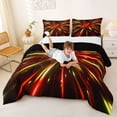 thumbnail image 3 of Manfei Starburst Light Queen Comforter Set, Geometric Comforter Sets Queen, Red and Yellow, Black Reversible 3-Piece, 1 Comforter and 2 Pillowcases, 3 of 6