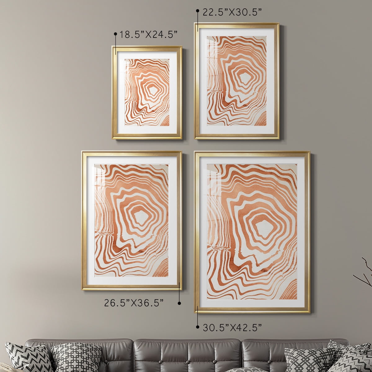 Wexford Home Wood Grain Suminagashi I Premium Framed Print, 26.5" x 36.5" - Ready to Hang, Gold (Set of 2)