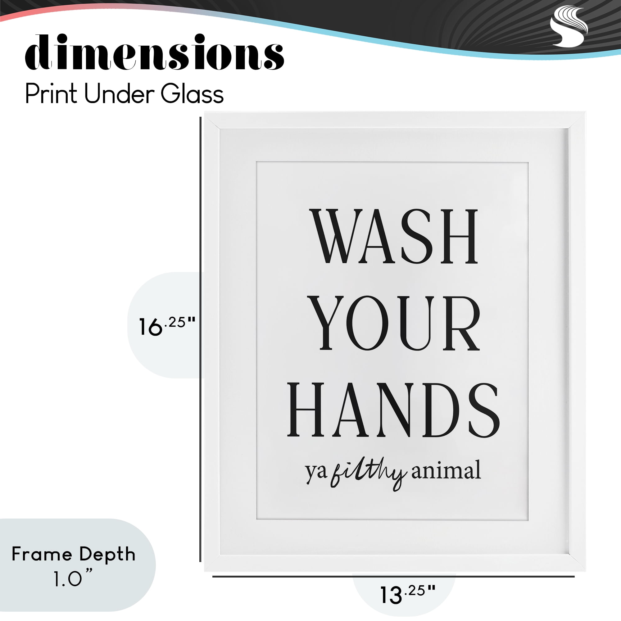 Stupell Industries Wash Your Hands Funny Reminder White Framed Print Under Glass, design by Lettered and Lined