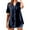 Navy Blue, variant on Women's Linen Shirt Large Size, Short Sleeve, V Neck, Solid Color Linen Blend, Elegant, Versatile