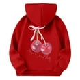 thumbnail image 4 of WOYY Toddler Girl's Hoodie Cherry Print Hooded Sweatshirt Casual Loose Graphic Pullover, 4 of 5