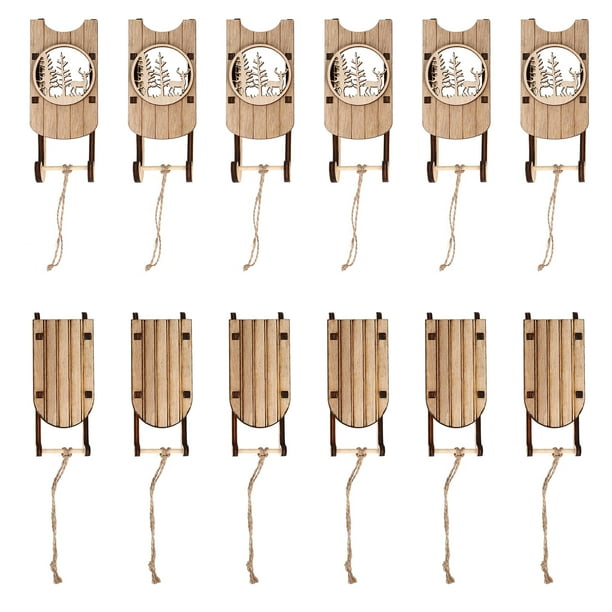EeaseMX 12 recortes de trineo de madera para hacer tú mismo, adornos colgantes para árbol de Navidad.