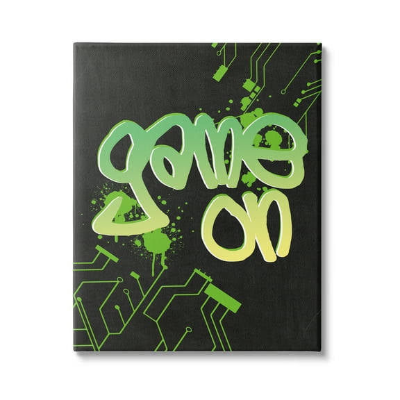 Stupell Industries Urban Game On Abstraction Abstract Painting Gallery Wrapped Canvas Art Print Wall Art, 16 x 20