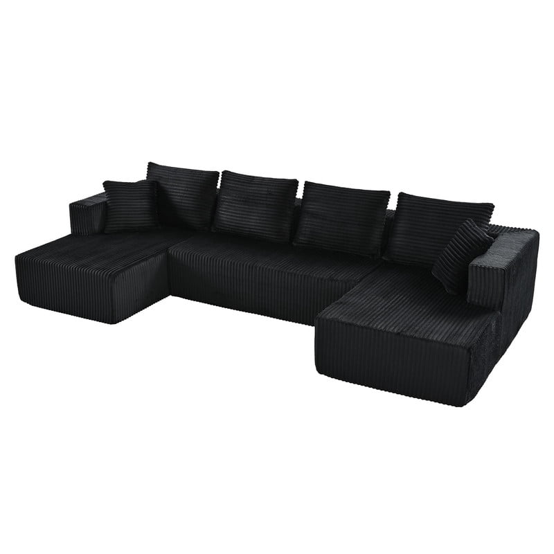 U-Shaped Modular Sectional Sofa with Double Chaise, 132.1'' Oversized Corduroy Sofa Couch with Deep Seat for Living Room Apartment