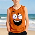 thumbnail image 2 of KHONTS Kids Tank Tops Boys Funny Face Expression Tanks Shirts Novelty Summer Beach Sleeveless Athletic Undershirts,Size 3-14 Years Orange 110, 2 of 4