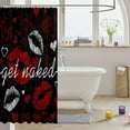thumbnail image 3 of Sexy Red Lips Shower Curtain Get Naked Shower Curtain Set with Hooks for Couple Lover Men Women Funny Quotes Bathroom Curtains Fashion Stylish Black Red White Cloth Fabric Bathroom Decor 72x72 Inch, 3 of 6