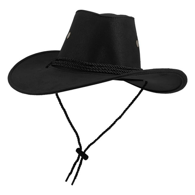 Outdoor Wide Brim Sun Hat Cowgirl Hat For Men Women During Travel In Black Color 1Pack