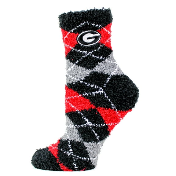 Georgia Bulldogs Argyle Fuzzy Sock - Donegal Bay - Unisex - One Size - Ankle
