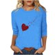 thumbnail image 3 of TaTaai Fashion Women's Round Neck 3/4 Sleeve Top, Heart Printed Loose Blouse, Soft Lightweight Fabric for Daily Home Casual Occasions Gift, 3 of 4