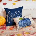 thumbnail image 4 of Fall Pillow Covers 20x20 inch Set of 4 Buffalo Plaid Fall Blue Pumpkin Throw Pillow Cover Autumn Thanksgiving Decoration for Home Couch Bed, 4 of 6