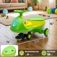 thumbnail image 2 of UBesGoo 12V Electric Wiggle Car with Pedal, 2 Speed, LED Lights and Bluetooth, Powered Ride On Car for Kids, Aged 3+, Green Yellow, 2 of 8