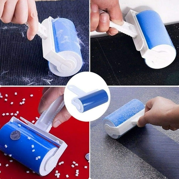4 Pack Reusable Washable Lint Roller Sticky Lint Remover Pet Hair Remover Cleaner for Clothes Pet Hairs Carseats Blue