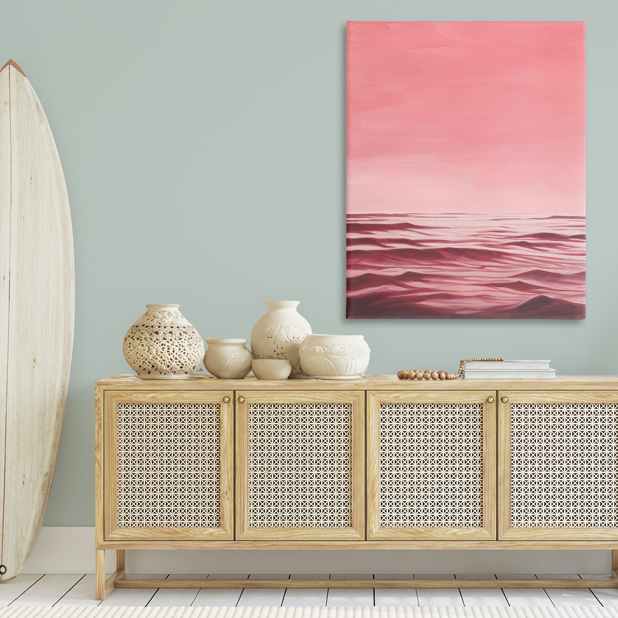 Stupell Industries Pink Ocean Ripples Coastal Painting Gallery Wrapped Canvas Art Print Wall Art, 36 x 48