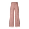 thumbnail image 4 of ClodeEU Women's Linen Blend Drawstring Wide Leg Pants,Casual Loose Pant with Pockets Pink,Womens Plus XL, 4 of 6