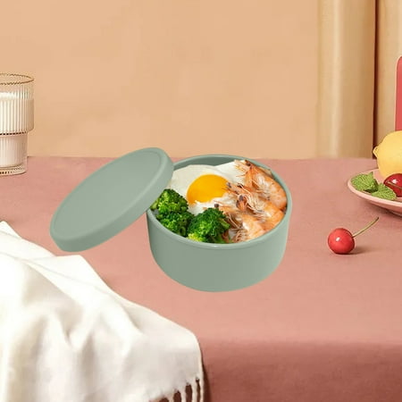 Green Silicone Lunch Box with Lid Professional Grade Food Storage Container for Culinary Maintenance Management and Meal Preparation Utility Durable Flexible Heat Resistant Material 1pc