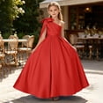 thumbnail image 2 of Zpanxa Girls Dresses, Kid's Bow Party Dress Solid Sleeveless Casual Dresses Red 5 Years, 2 of 6