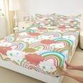 thumbnail image 3 of Feelyou Dreamy Rainbow Cloud Twin Sheet Sets, Kawaii Stars Starry Sky Twin Fitted Sheet, Teens Kids Boys Girls Flat Sheet, Microfiber Bedroom Decor, 3pcs, 3 of 7
