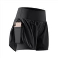thumbnail image 1 of Pantalones Cortos de Cintura Alta para Mujer, Ideales para Correr, Hacer Ejercicio en el Gimnasio, con Bolsillos Interiores. Negro L, 1 of 9