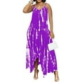 thumbnail image 6 of Women's sling dress， Print Strap Sexy V-Neck Sexy Slim Fit Loose Pockets Irregular Hem Novelty Tie-Dye Maxi Dress For Women, 6 of 8