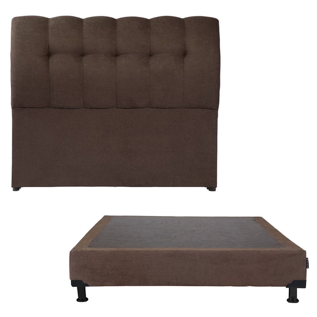 Box Base Cama Individual + Cabecera Nube Chocolate Dicasa Bless