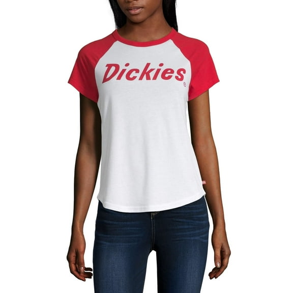 Dickies Women's Short-Sleeve Graphic T-Shirt (White/Red, Medium, M)