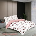 thumbnail image 3 of 3-piece cartoon pink Hello Cat print duvet cover set (1 duvet cover+2 pillowcases, no core) comfortable bedding set, 3 of 9