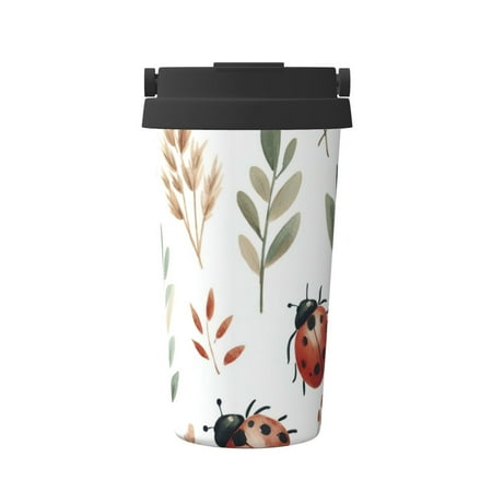 

Matuu Watercolor Ladybug for Insulated Coffee Mug Reusable Travel Coffee Cup Spill Proof 16oz Stainless Steel Coffee Cups for Hot/Ice Coffee Tea