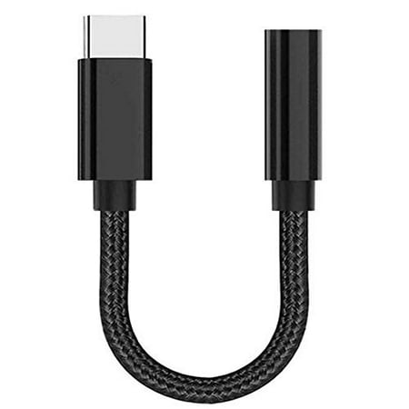 USB C to 3.5 mm Headphone Jack Adapter, DAC Hi-Res Chip, Nylon Braided USB Type C to 3.5mm Aux Audio Dongle Adapter Compatible with Pixel 2/2 XL, HTC U11 and More