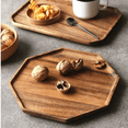 thumbnail image 6 of Set of 2 Acacia Wood Charcuterie Boards Round Wooden Serving Tray Fruit Platter Decor Trays Serving Ware Food Dish Serving Platters Cheese Board Square Party Trays Charger Plate Hosting Essentials, 6 of 6