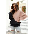 thumbnail image 2 of Femmes Chandails-Overs-Oversized Chunky Knit Couleur Bloc Drop Épaule Batwing Manches Pull Tops, 2 of 6