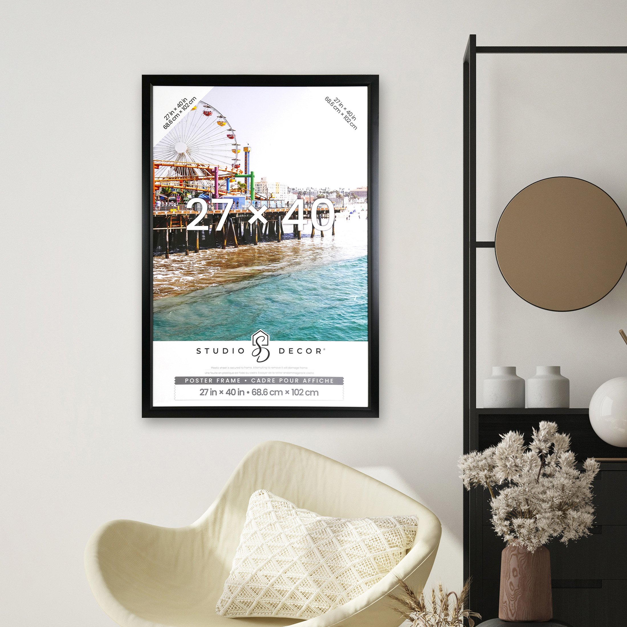 Studio Decor 27" x 40" Black Poster Frames - Large Wall Frame Set for Digital Prints, Posters & Artwork, Polystyrene Face with MDF Backing, 6 Pack