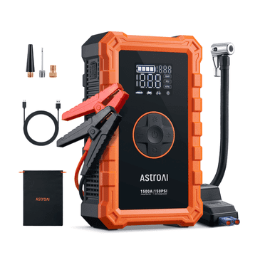 AstroAI Jump Starter with Air Compressor,1500A Battery Jumper Starter Portable with 150PSI Digital Auto Tire Inflator, Up to 6.0L Gas & 3.0L Diesel Engines