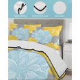 thumbnail image 4 of Yellow Teal Floral Spring Full Size Down Alternative Comforter, Lightweight Comforter Quilt Bedding Set with Pillow Shams Pastoral Summer Botanical All Seasons Bed Comforter Duvet Insert 78"x90", 4 of 7