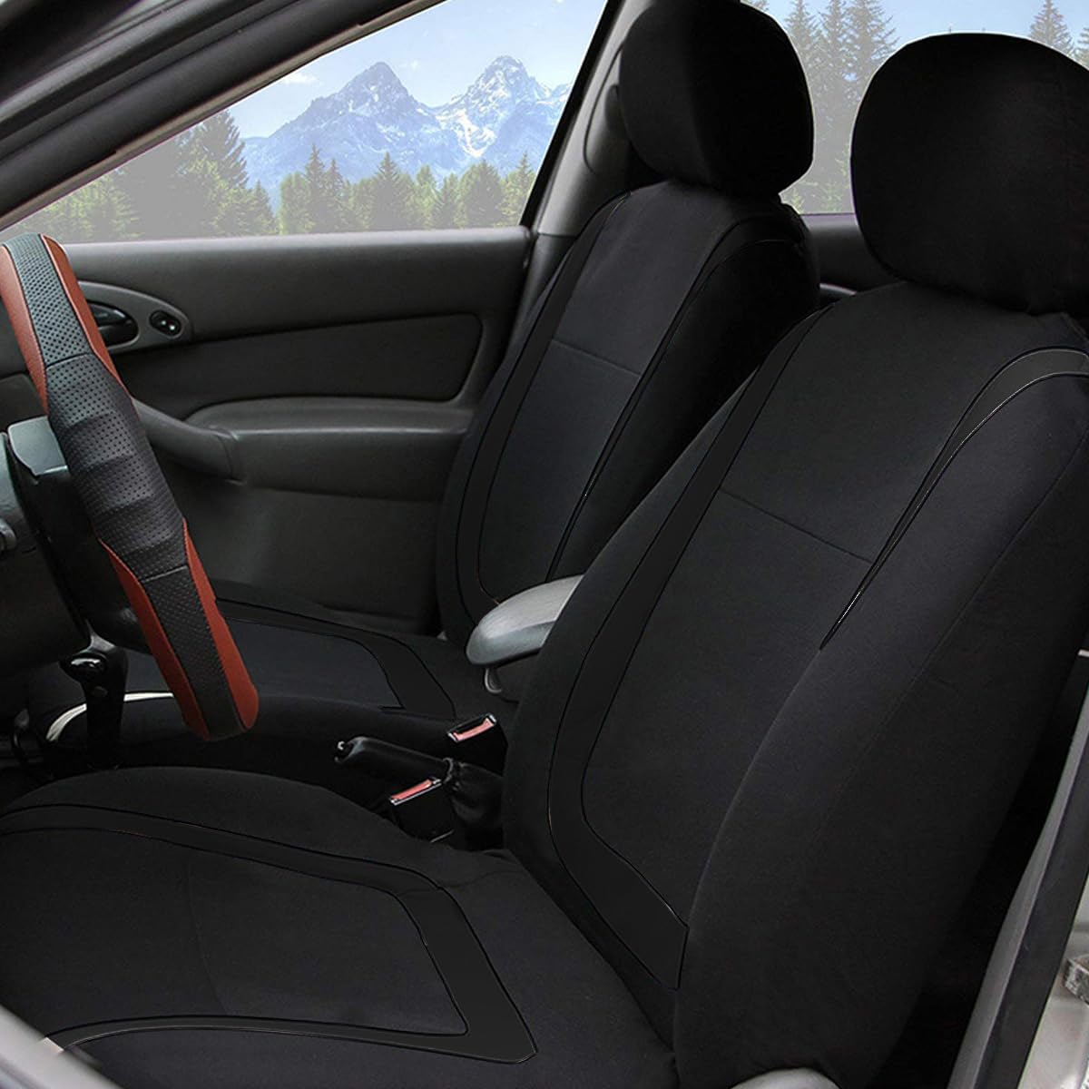 Full Set Premium Cloth Car Seat Covers in Breathable Design for Most Vehicles