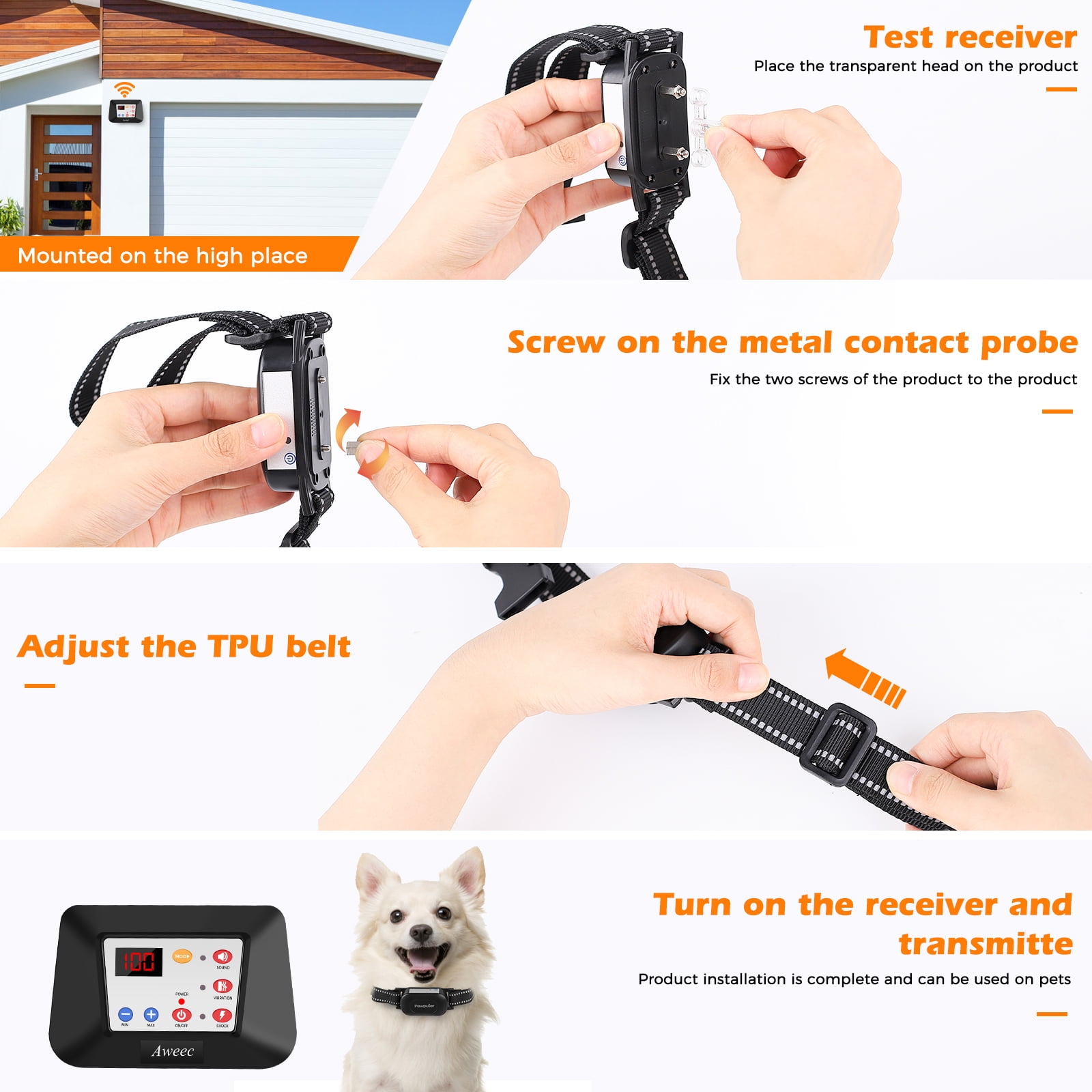 Wireless Dog Fence,2022 Electric Dog Fence & Training Collar with Remote 2-in-1,Wireless Boundary Dog Containment System,Adjustable Signal Range 100-990ft,Waterproof Dog Training Collar