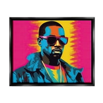 Stupell Industries Kanye West Modern Portrait Abstract Painting Black Floater Framed Art Print Wall Art, 31 x 25