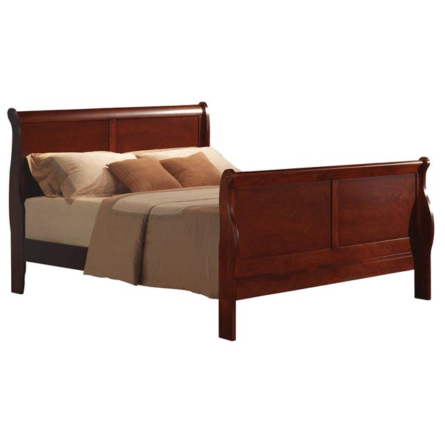 Bowery Hill Traditional Wood Sleigh Full Bed in Cherry