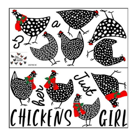 Zeiwohndc 2 Sheets Kitchen Wall Stickers PVC Chickens Hen DIY Wall Art Decal Decoration Oven Dining Hall Wallpapers