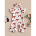 thumbnail image 2 of Newborn Baby Girl Summer Clothes Western Cow Short Sleeve Bodysuit Bell Bottoms Infant Romper Outfits, 2 of 9