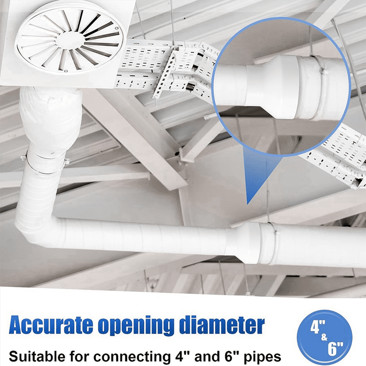 12 Pcs 6 to 4 Inch Duct Reducer Increaser ABS Air Duct Adapter Duct Fan or Dryer Vent Adapter  Pipe Connector, White