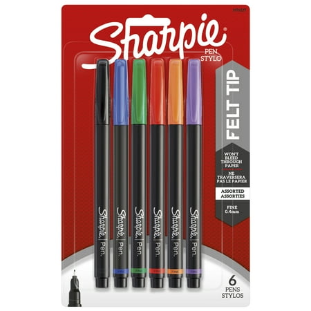 UPC: 0071641010116 | Sharpie Pens  Felt Tip Pens  Fine Point (0.4mm)  Assorted Colors  6 Count