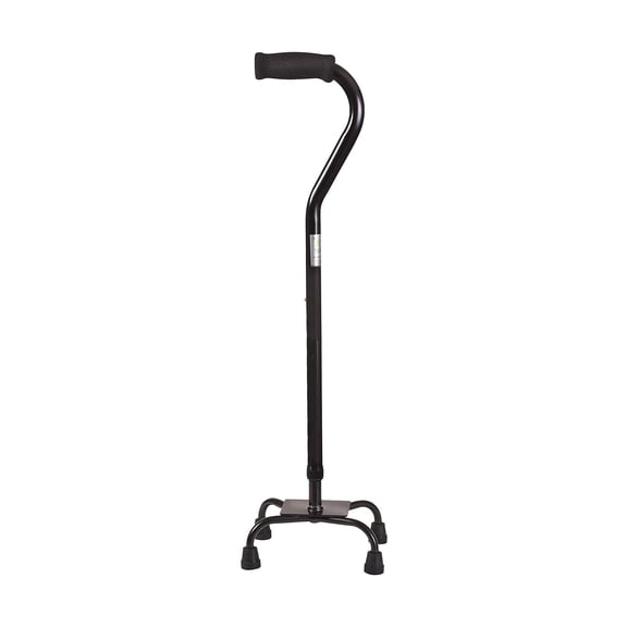 DMI Adjustable Small Base Quad Cane, Black