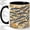 Black, variant on Blue Fish School Floral Coffee Mug, School of Fish Mug, Morning Tea Cup for Home, Many Silver Swimmers with Sunburst Rays and Garden Flowers, Retro Ocean Art, Coastal Kitchen Lover