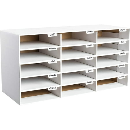 Adiroffice Paper Literature Organizer File Sorter Corrugated Cardboard 15-Slot, White