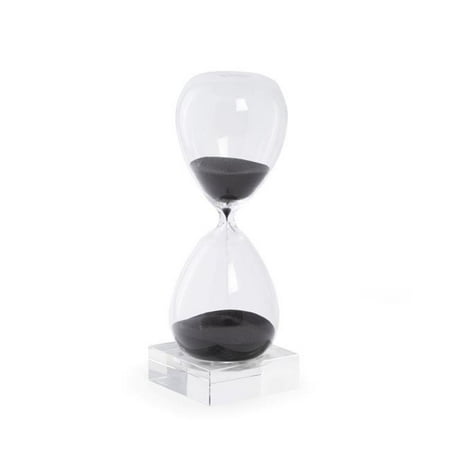 

60 Minute Crystal Sand Timer on Crystal Base with Sand - Black & Clear